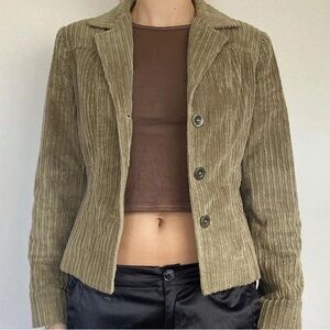 brown khaki corduroy look blazer jacket